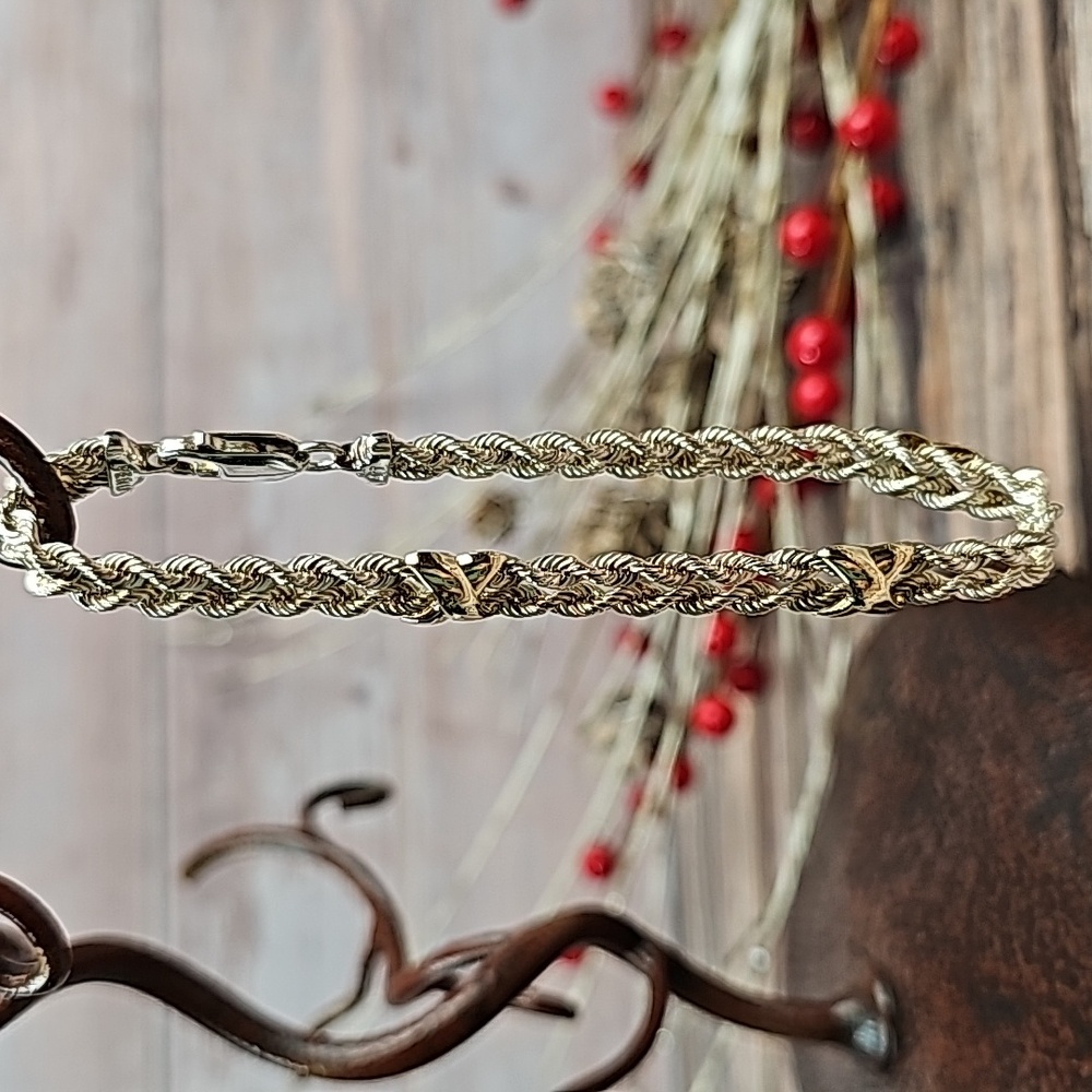 VINTAGE PERU CPT 925 DOUBLE STRAND ROPE BRACELET - Picture 3 of 11